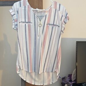 Striped Pink and White Women's Top